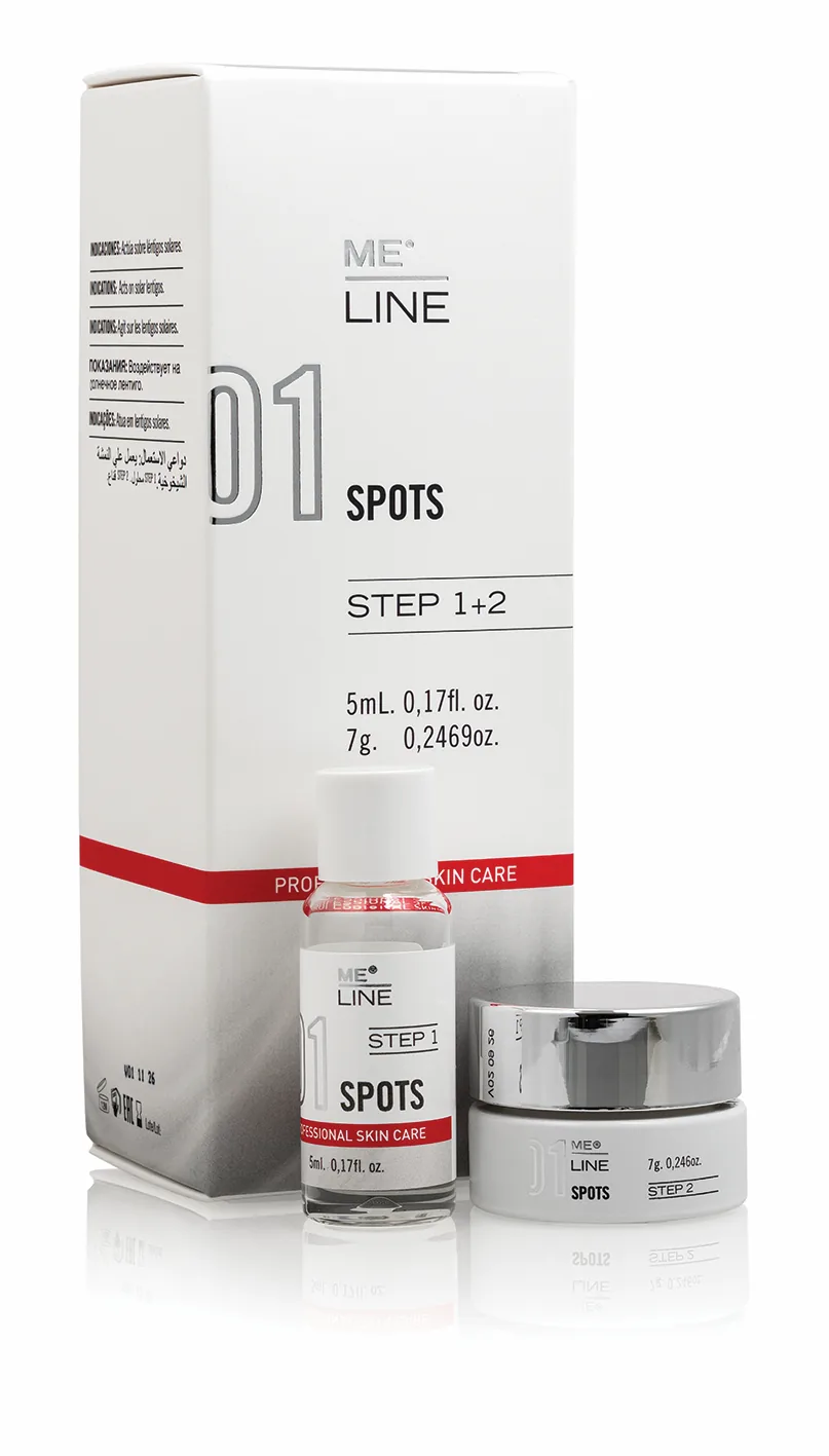 MELINE 01 SPOTS: Sonnenflecken-Behandlung für strahlend schöne Haut, Vial 5ml + Tiegel 7 g (Prof.)