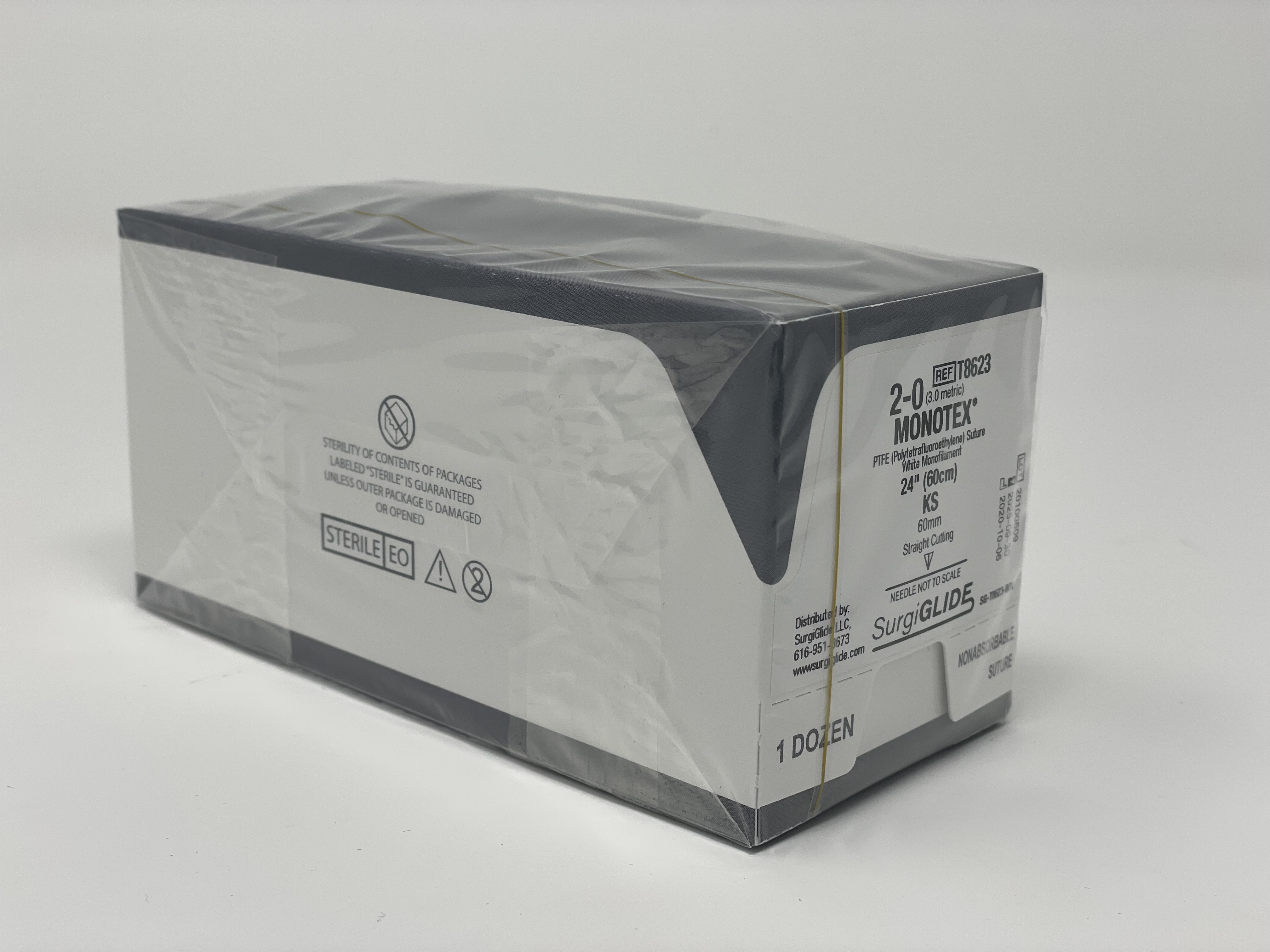 SurgiGlide Straight Needle 60mm - 60cm Faden 2/0 PTFE (1VE=12Stk)