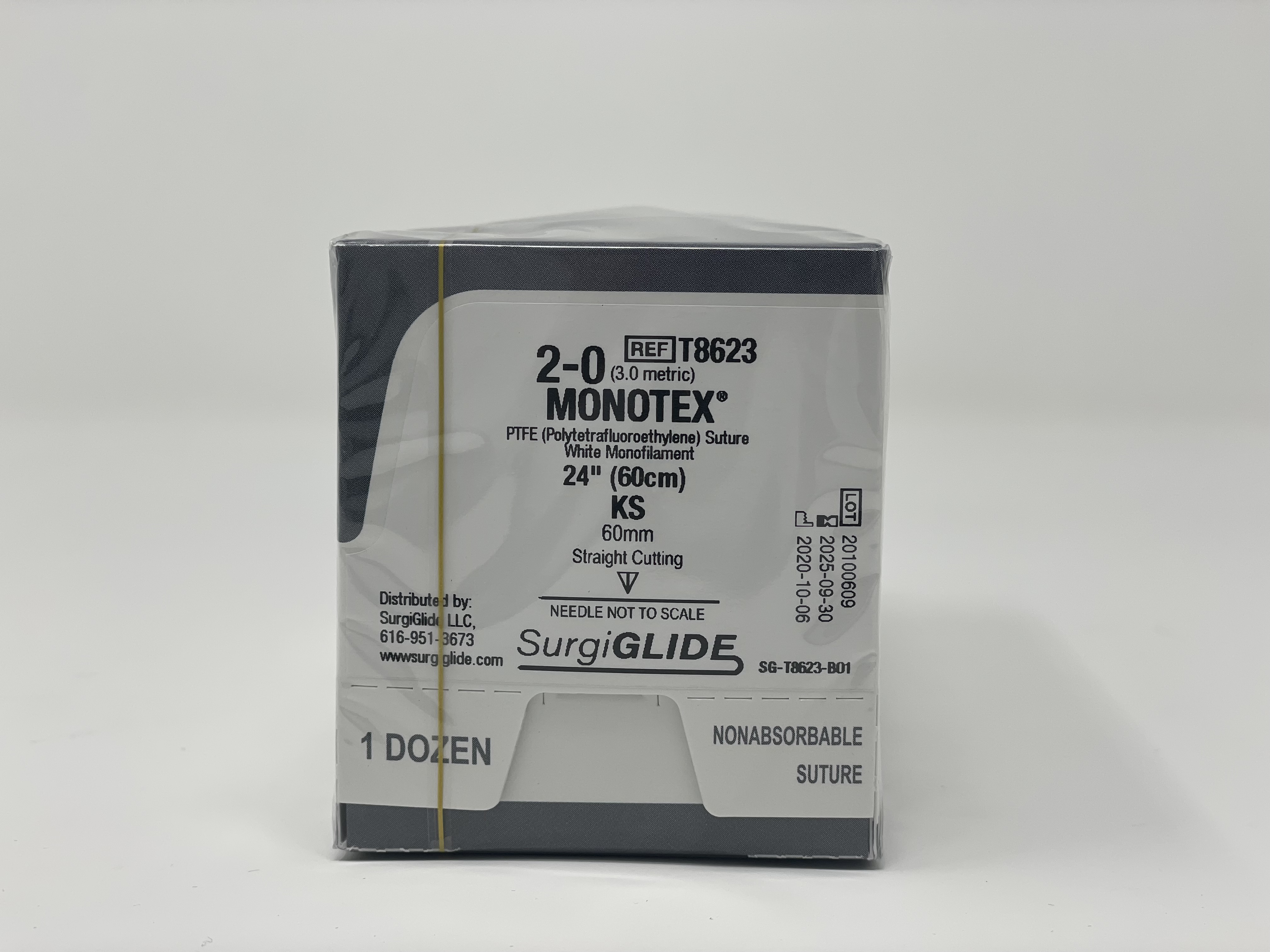 SurgiGlide Straight Needle 60mm - 60cm Faden 2/0 PTFE (1VE=12Stk)