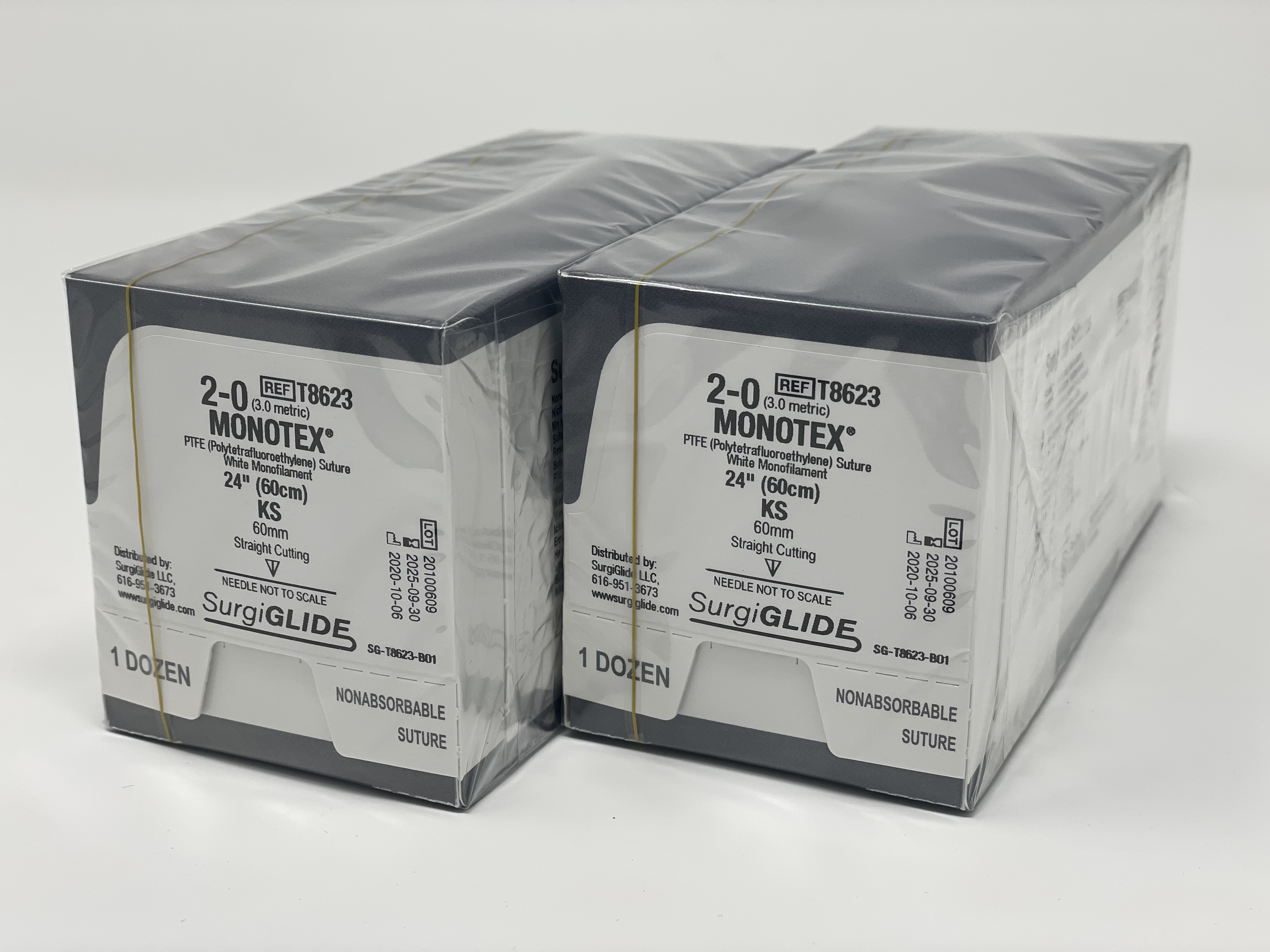 SurgiGlide Straight Needle 60mm - 60cm Faden 2/0 PTFE