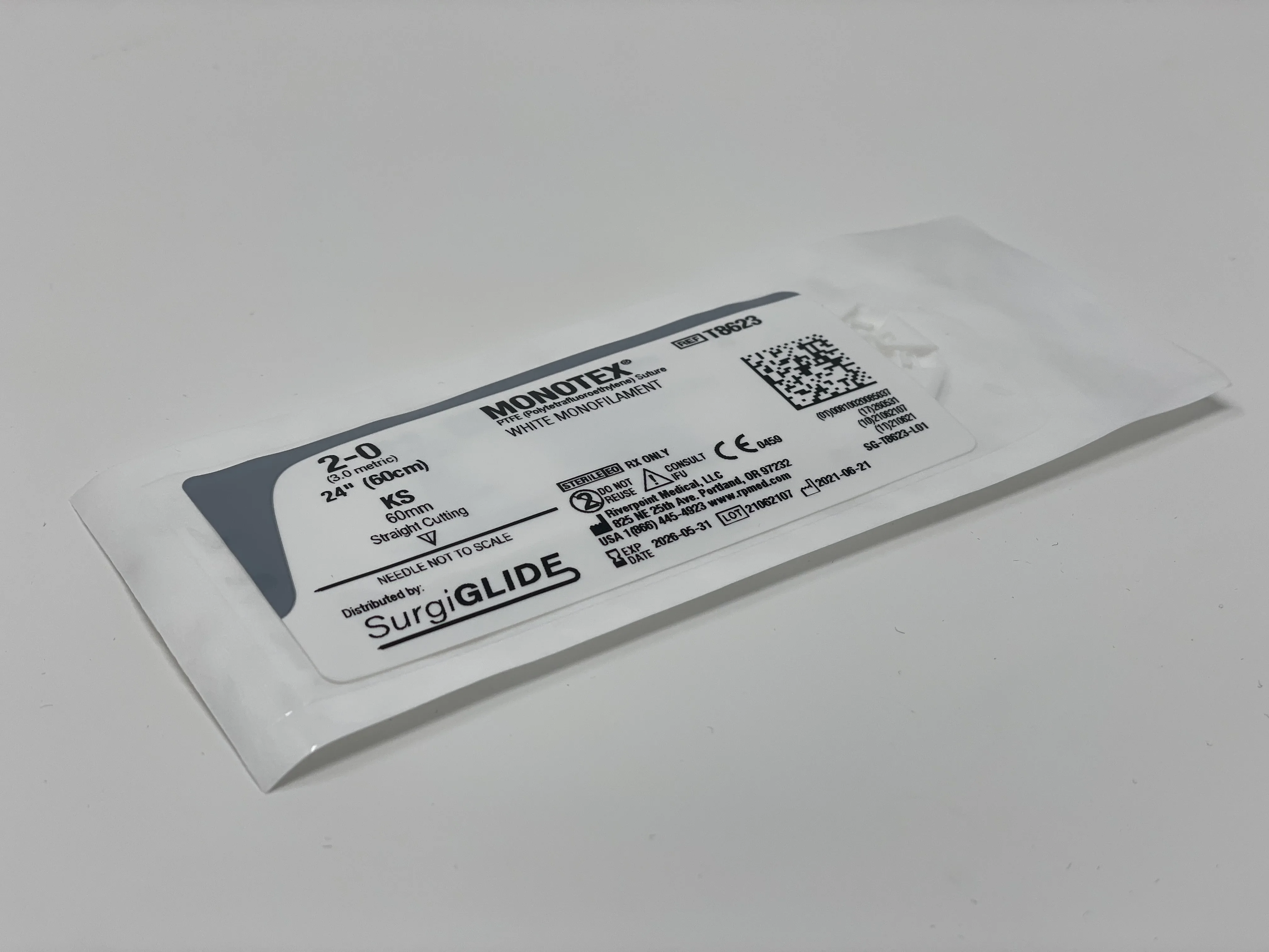 SurgiGlide Straight Needle 60mm - 60cm Faden 2/0 PTFE (1VE=12Stk)