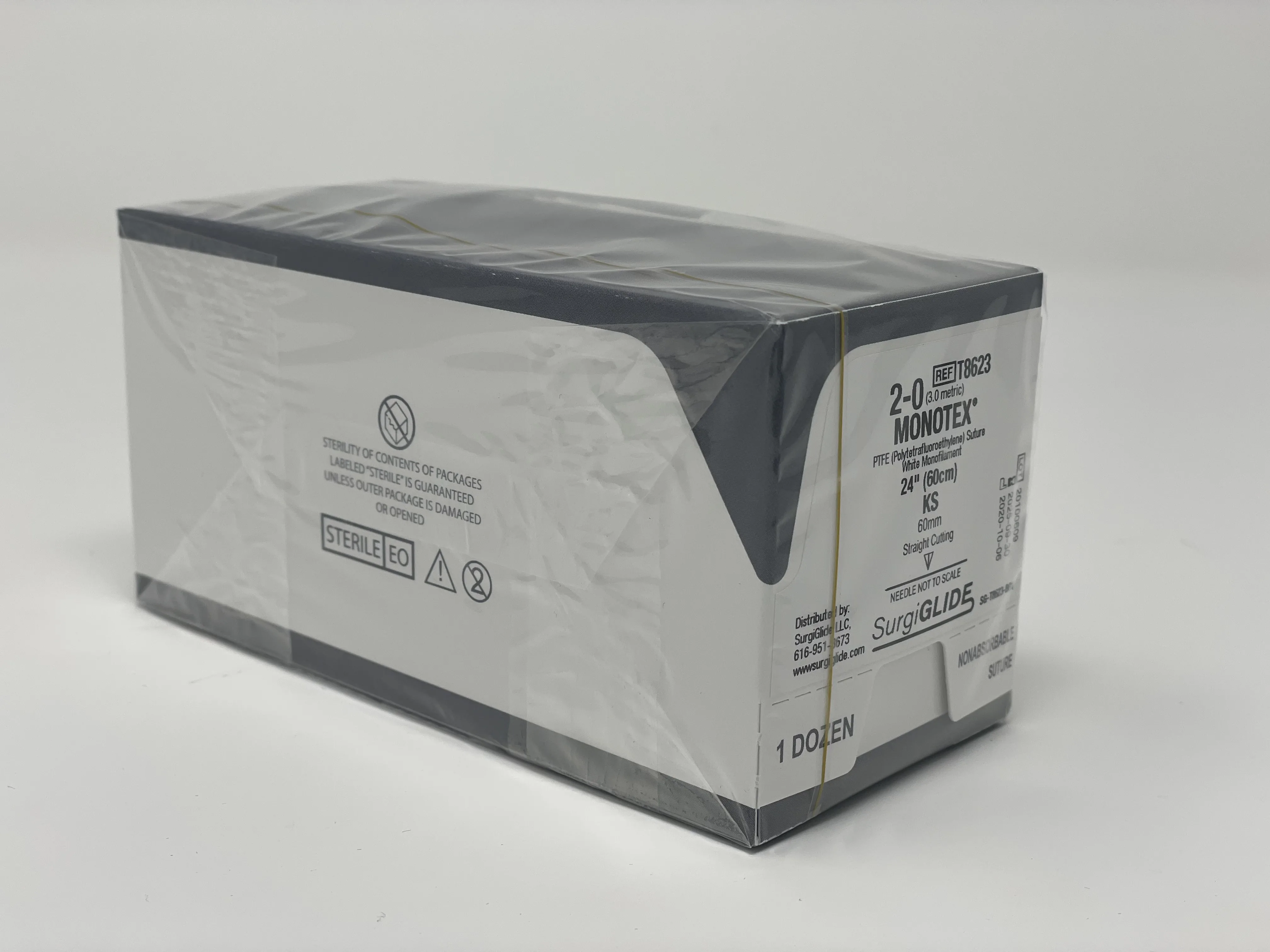 SurgiGlide Straight Needle 60mm - 60cm Faden 2/0 PTFE (1VE=12Stk)